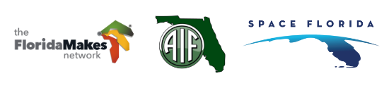 FloridaMakes Network Logo, AIF Logo, Space Florida Logo